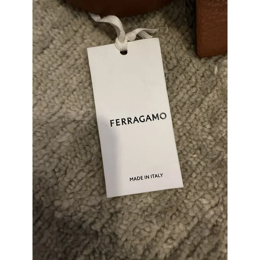 Ferragamo Reversible Gancini belt Cognac/black Gold Buckle Womens Sz 90 NWT $489